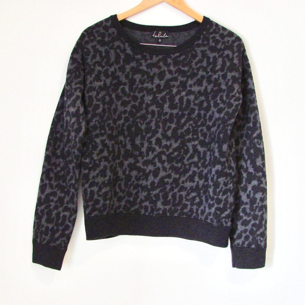 Talula Black and Gray Patterned Crew Neck Sweater